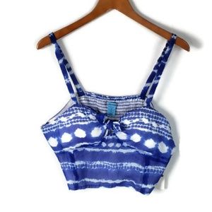Tie Dye Crop Top Knot Twist Tie Front XL Cropped